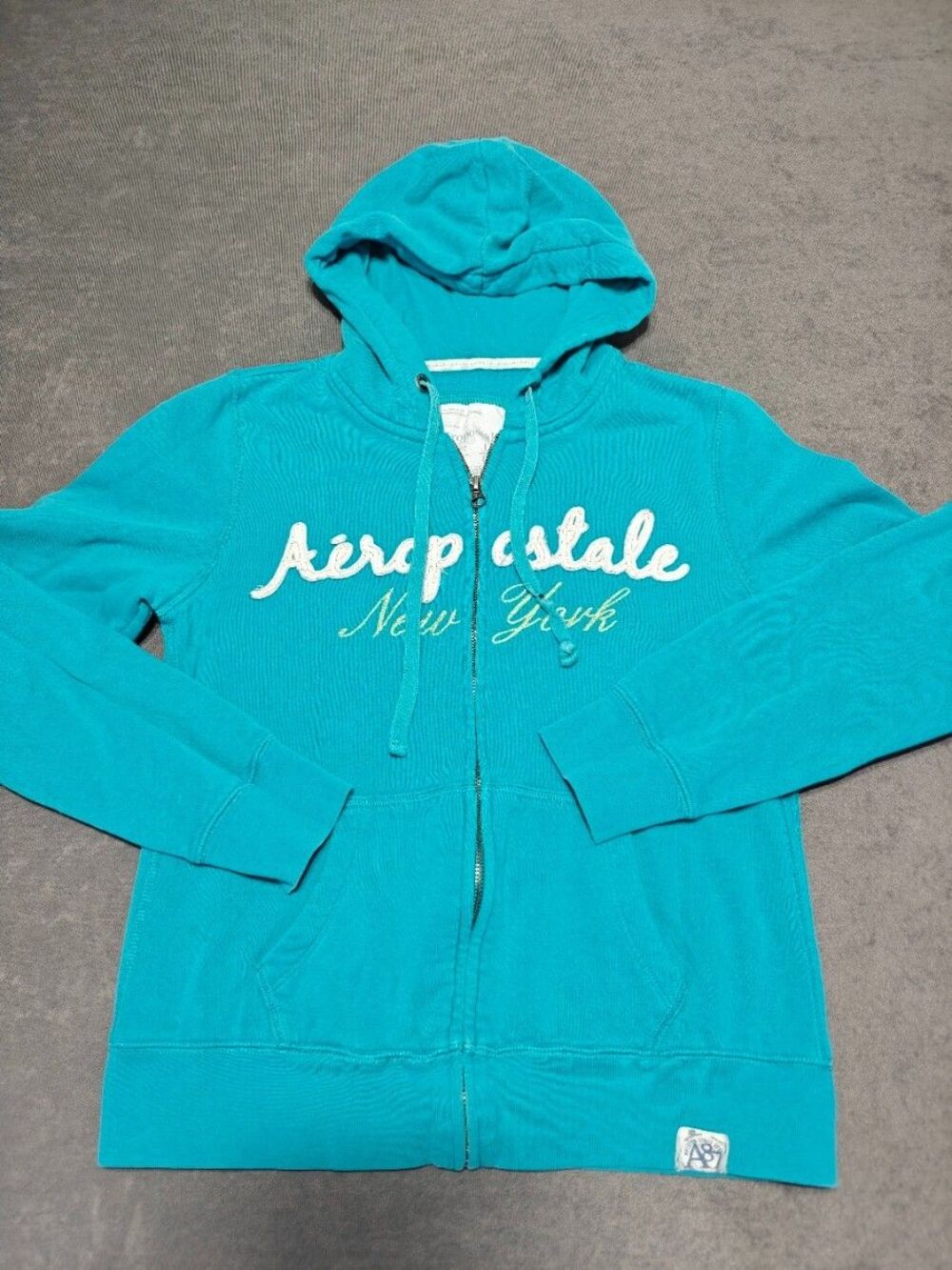 Aeropostale Womens L Turquoise Full Zip Hoodie New York Embroidered Y2K